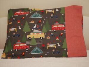 Winter Van Camping Handmade Set of Standard Size Pillowcases 100% Cotton